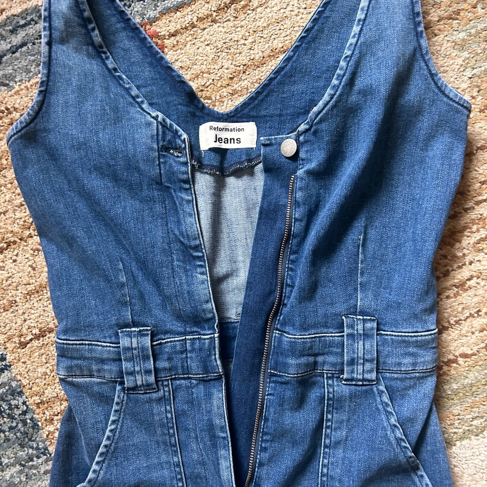Reformation Classic Blue Denim Skinny Jumpsuit